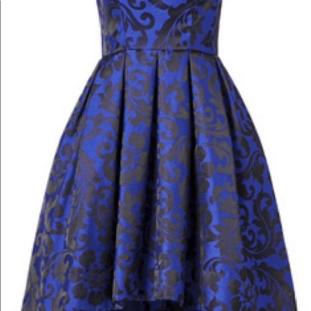 Monique Lhuillier Blue and Black Strapless Dress